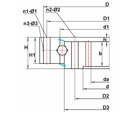 Slewing ring with internal gear