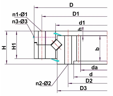 Slewing ring with internal gear