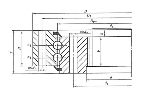 Double-row four-point contact ball bearing with internal gear